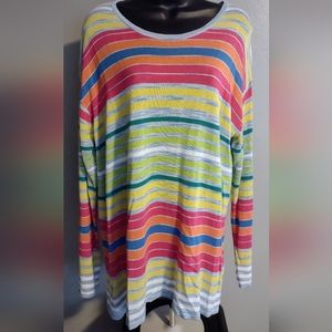Soft Surroundings Long Sleeve Top, Striped Multi Color, Size XL